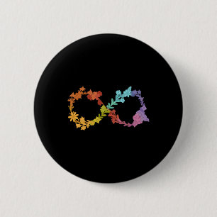 Chapa Redonda De 5 Cm Neurodiversidad floral Símbolo de infinito autismo