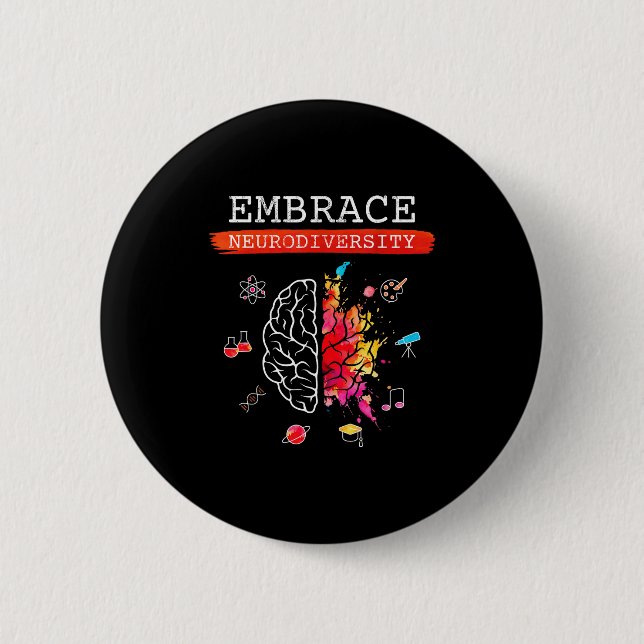 Chapa Redonda De 5 Cm Neurodiversity Embrace Adhd Autism Asd Awareness G (Anverso)