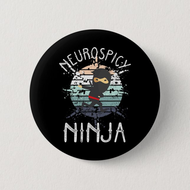 Chapa Redonda De 5 Cm Neurospicoy Ninja Autism Awareness Neurodiversas A (Anverso)