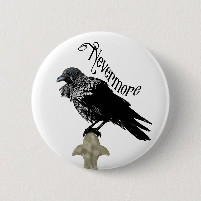 Chapa Redonda De 5 Cm Nevermore Raven (Anverso)