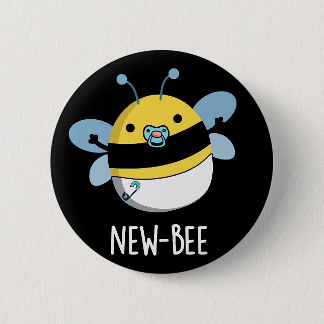 Chapa Redonda De 5 Cm New Bee Funny Insect Bug Pun Dark BG (Anverso)