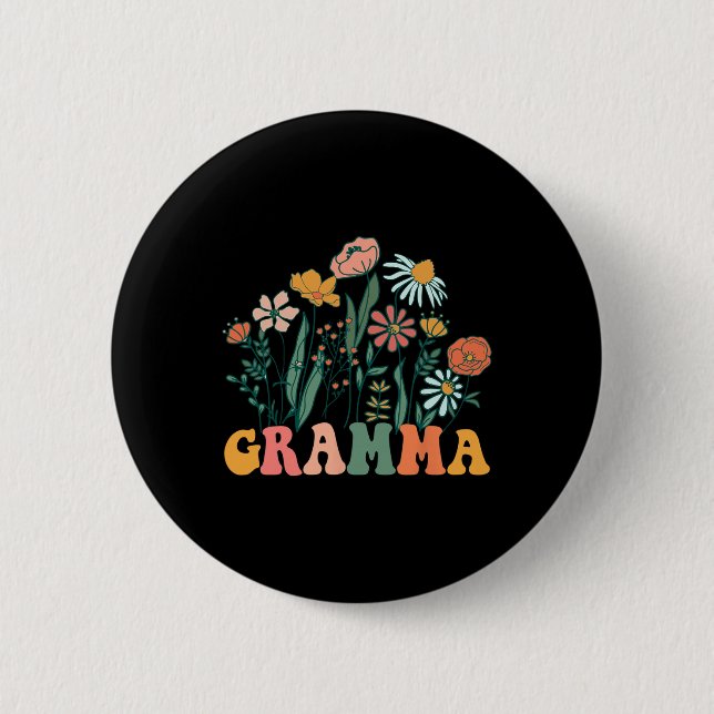 Chapa Redonda De 5 Cm New Gramma Wildflower First Birthday &amp; Baby Sh (Anverso)