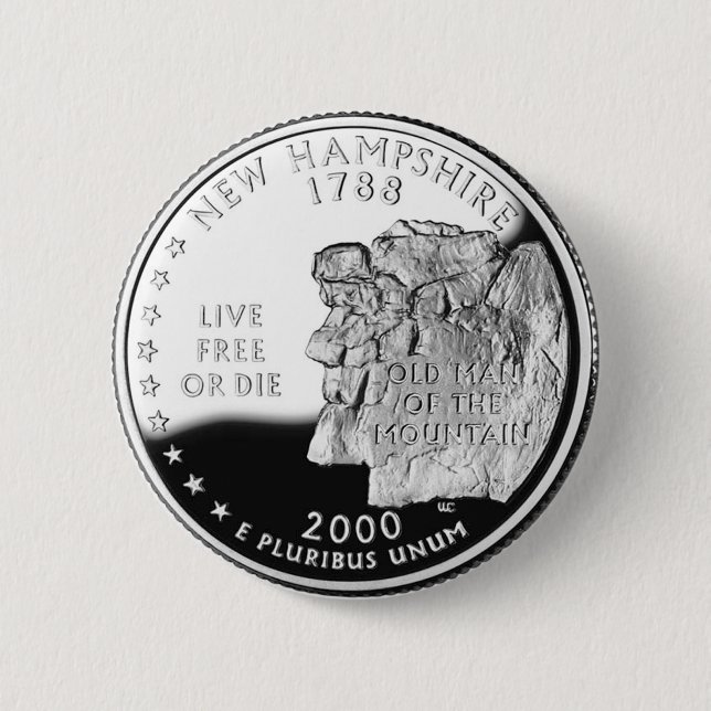 Chapa Redonda De 5 Cm New Hampshire (Anverso)