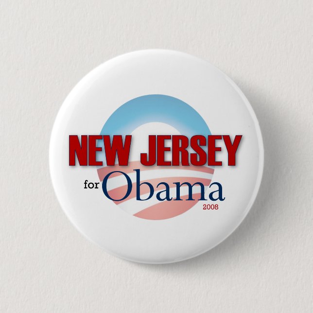 Chapa Redonda De 5 Cm NEW JERSEY para Obama (Anverso)