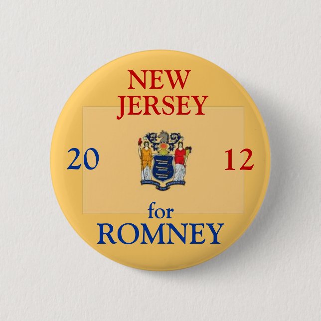 Chapa Redonda De 5 Cm New Jersey para Romney 2012 (Anverso)