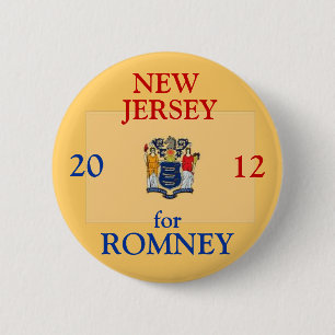 Chapa Redonda De 5 Cm New Jersey para Romney 2012
