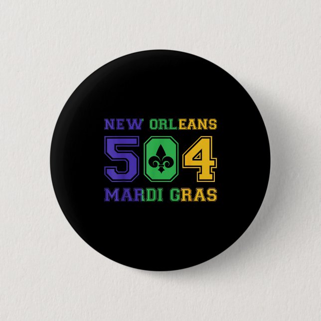 Chapa Redonda De 5 Cm New Orleans Mardi Gras Outfit 504 Louisiana Carniv (Anverso)