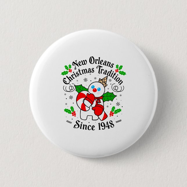 Chapa Redonda De 5 Cm New Orleans Mr Bingle Christmas Tradition Snowman  (Anverso)