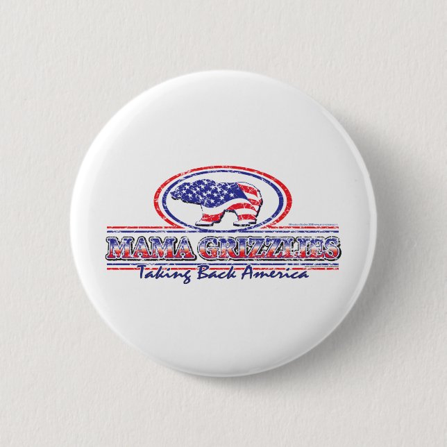 Chapa Redonda De 5 Cm NEW-Patriotic-Grizzly (Anverso)