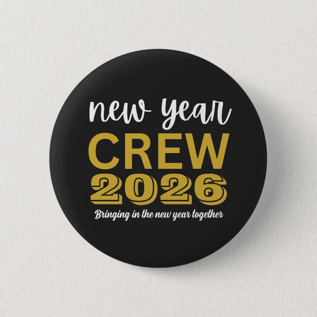 Chapa Redonda De 5 Cm New Year Crew 2026 (Anverso)