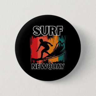Chapa Redonda De 5 Cm Newquay Surf Retro Cornwall Surfing y ambiente de
