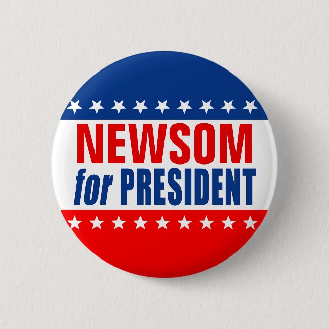 Chapa Redonda De 5 Cm "NEWSOM for PRESIDENT" Button (Anverso)