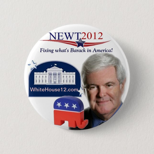 Chapa Redonda De 5 Cm Newt 2012:  La fijación Wgat es Barack en América (Anverso)