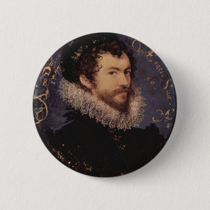 Chapa Redonda De 5 Cm Nicholas Hilliard, autorretrato, 1577