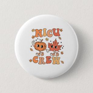 Chapa Redonda De 5 Cm Nicu Crew Pumpkin Leaf Fall Nicu Nurse Halloween