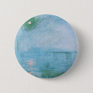 Chapa Redonda De 5 Cm Niebla en el Támesis (por Claude Monet)