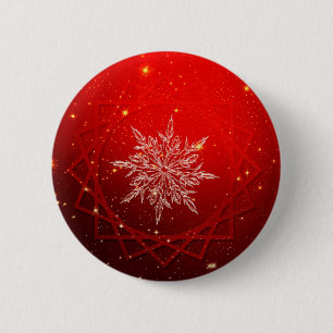 Chapa Redonda De 5 Cm Nieve blanca de los navidades rojos