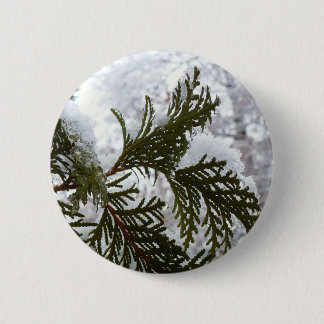 Chapa Redonda De 5 Cm Nieve en ramas verdes