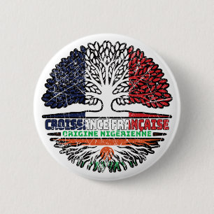 Chapa Redonda De 5 Cm Níger Nigeria: Bandera de raíces de árbol francés