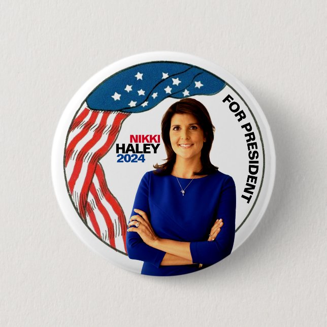 Chapa Redonda De 5 Cm Nikki Haley for President 2024 (Anverso)