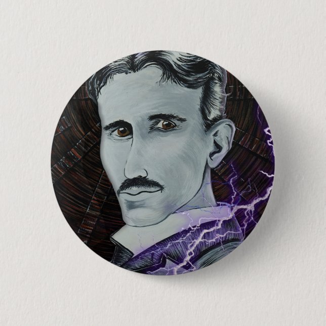 Chapa Redonda De 5 Cm Nikola Tesla (Anverso)