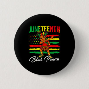 Chapa Redonda De 5 Cm Niña afro de Juneteenth haciendo dabbing princesa