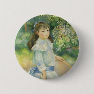 Chapa Redonda De 5 Cm Niña con aro de Pierre Renoir, Arte fino antiguo