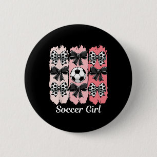 Chapa Redonda De 5 Cm Niña de fútbol lindo Coquette Bow Niña de fútbol F