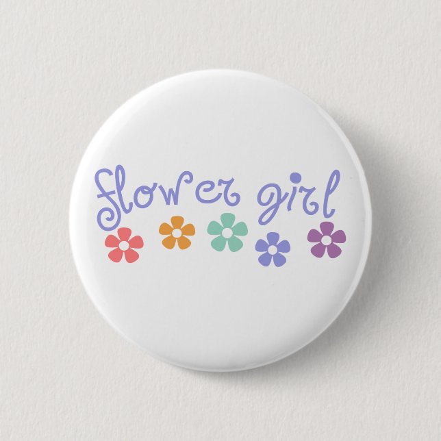Chapa Redonda De 5 Cm Niña flor Girly-Cue (Anverso)