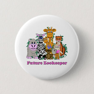 Chapa Redonda De 5 Cm Niña futura cuidadora de zoológico