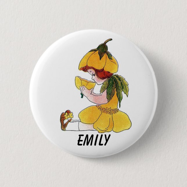 Chapa Redonda De 5 Cm Niña linda divertida del niño de flor del (Anverso)