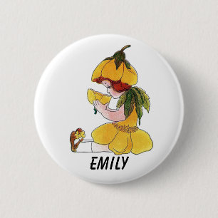 Chapa Redonda De 5 Cm Niña linda divertida del niño de flor del