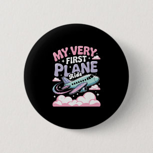 Chapa Redonda De 5 Cm Niña primer viaje en avión niños primer vuelo