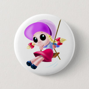 Chapa Redonda De 5 Cm Niña que balancea - Feliz