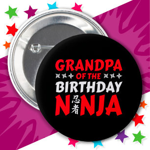 Chapa Redonda De 5 Cm Niñas Fiesta Ninja Karate Abuelo de Nacimiento Nin