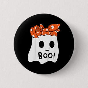 Chapa Redonda De 5 Cm Niñas Infantil Feliz Halloween Fantasma Con Bandan