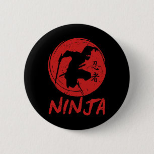 Chapa Redonda De 5 Cm Ninja En Entrenamiento Curso De Obstáculos Guerrer