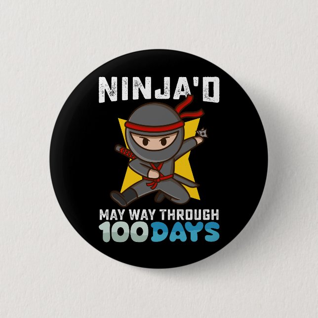 Chapa Redonda De 5 Cm Ninja podría pasar por 100 días de escuela (Anverso)