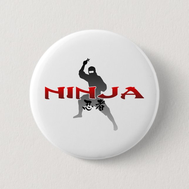 Chapa Redonda De 5 Cm Ninja Silhouette (Anverso)