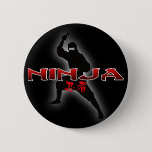 Chapa Redonda De 5 Cm Ninja Silhouette