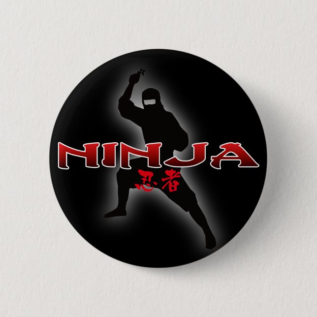 Chapa Redonda De 5 Cm Ninja Silhouette (Anverso)