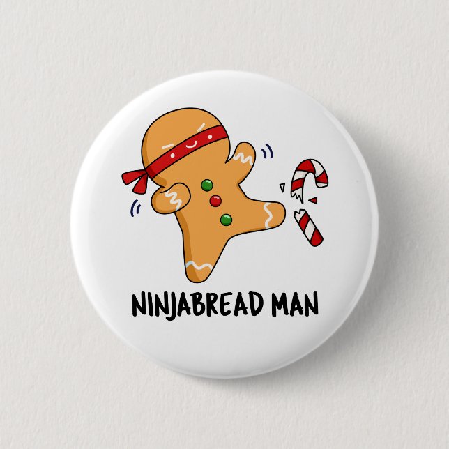 Chapa Redonda De 5 Cm Ninjabread Man Funny Gingerbread Pun (Anverso)