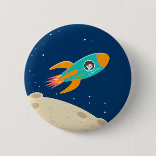 Chapa Redonda De 5 Cm Niño astronauta en la fiesta de cumpleaños de la l