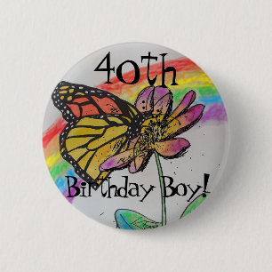 Chapa Redonda De 5 Cm Niño de 40 años: Insignia monarca arco iris