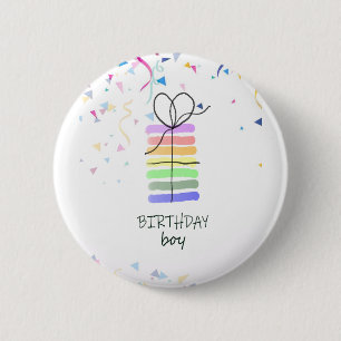Chapa Redonda De 5 Cm Niño de cumpleaños con Confetti