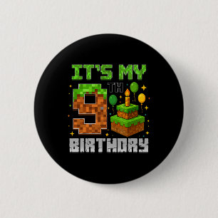 Chapa Redonda De 5 Cm Niño de cumpleaños es mi niño de 9 años