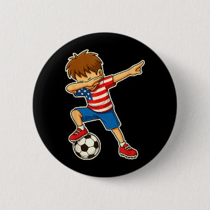 Chapa Redonda De 5 Cm Niño de fútbol americano haciendo dab Estados Unid