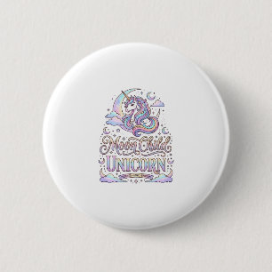 Chapa Redonda De 5 Cm Niño de la Luna Unicornio Diseño Original de Zazzl