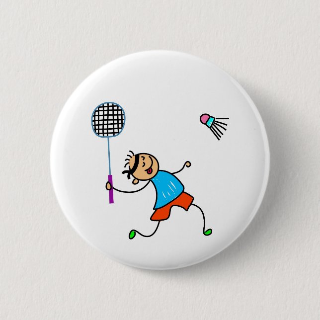 Chapa Redonda De 5 Cm Niño del bádminton (Anverso)