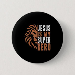 Chapa Redonda De 5 Cm Niño Jesús es mi superhéroe Dios Cristiano Hijo Br